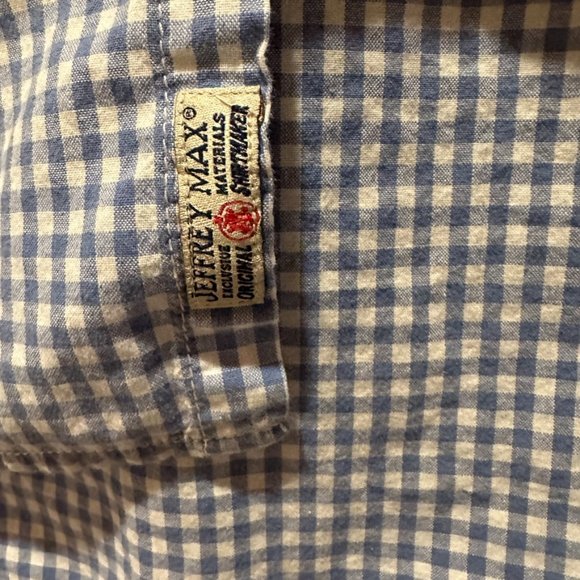 Jeffrey Max Long Sleeve Pearl Snap Buttons Shirt Gingham Light Blue Mens - Picture 9 of 9